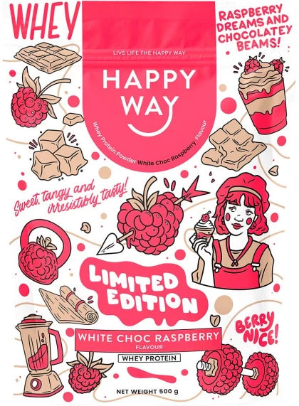 HAPPY WAY White Choc Raspberry 500g