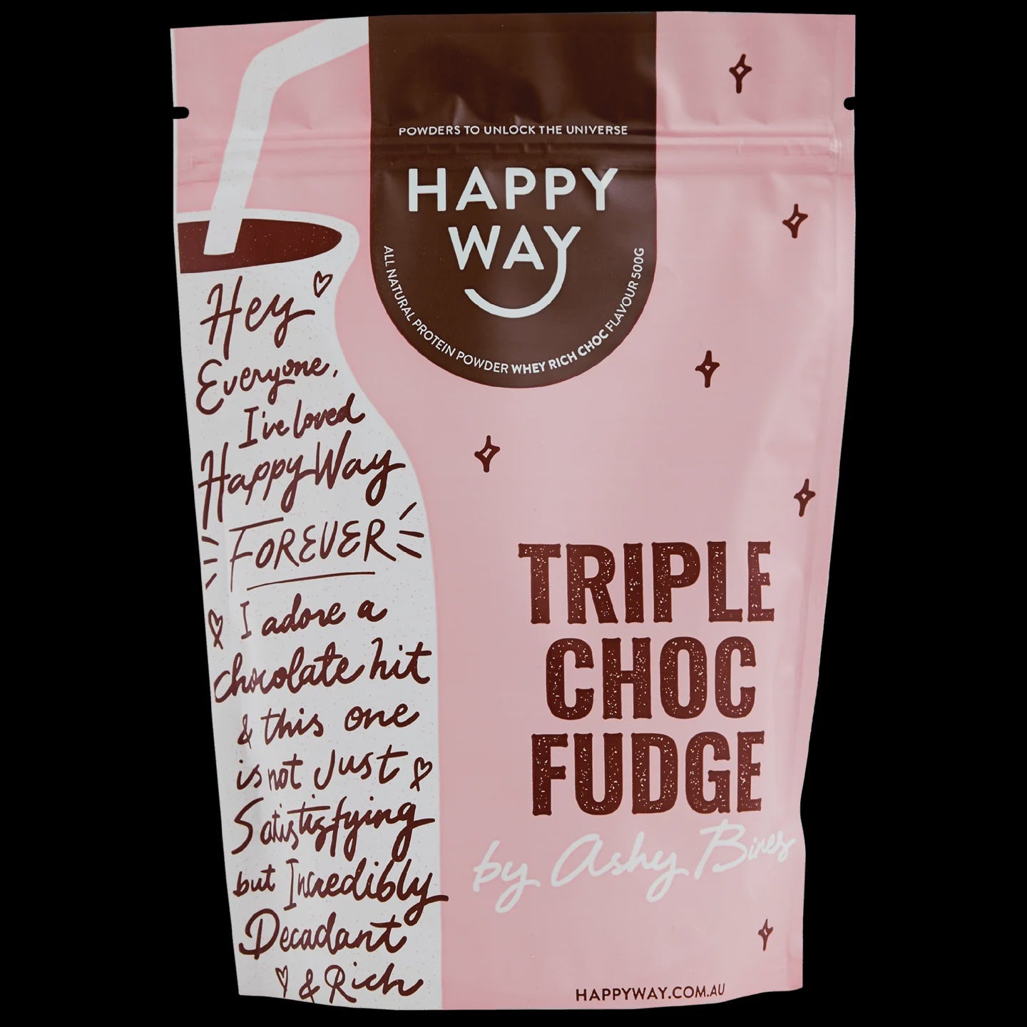 HAPPY WAY Ashy Bines Triple Choc Fudge Whey Protein Powder