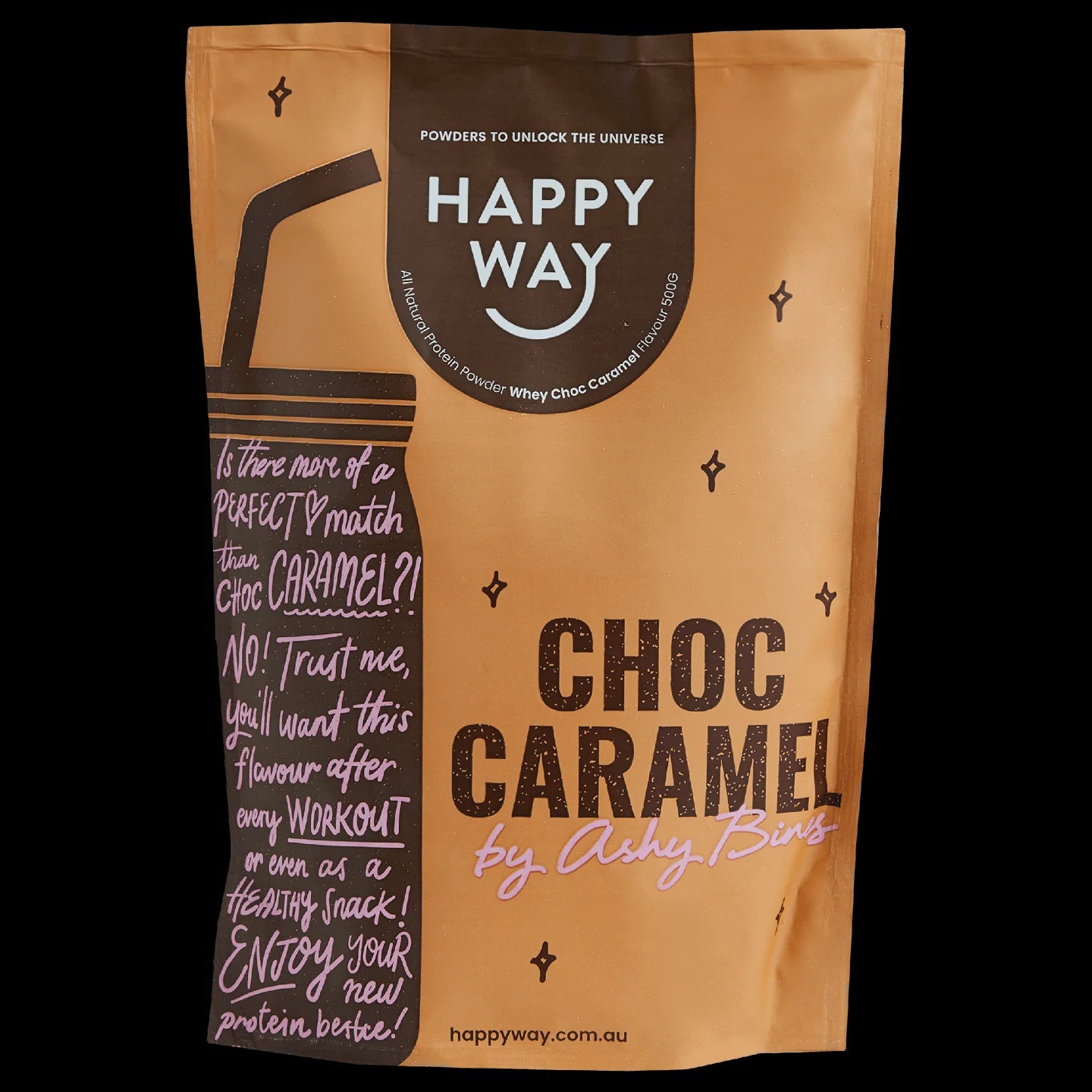 HAPPY WAY Ashy Bines Choc Caramel Whey Protein Powder