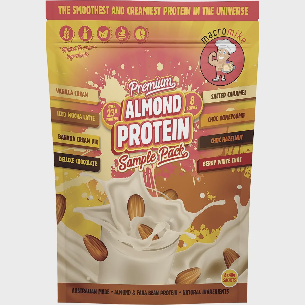 Macro Mike Premium Almond Protein Sample Pack 8x40g