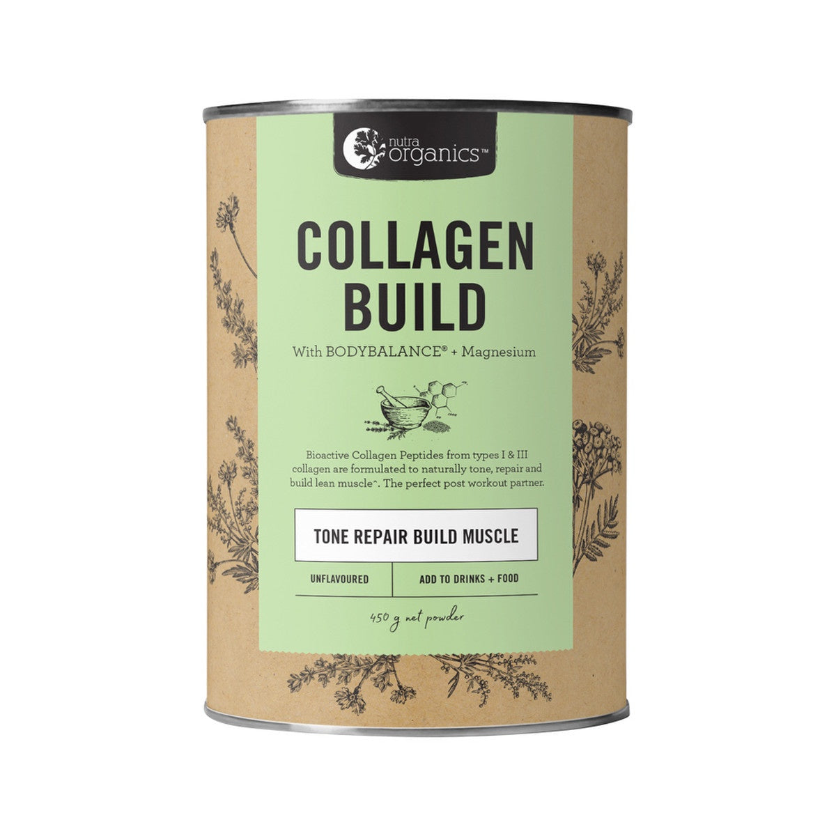 Nutra Organics Collagen Build with Bioactive Collagen Peptides + Magnesium Unflavoured